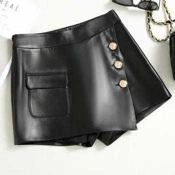 2020 Lady Genuine Leather Trousers Women Loose Korean Style Culottes Skirt Femme Buttons Hip Sexy Streetwear Shorts With Pocket
2020 Lady Genuine Leather Trousers Women Loose Korean Style Culottes Skirt Femme Buttons Hip Sexy Streetwear Shorts With Pocket