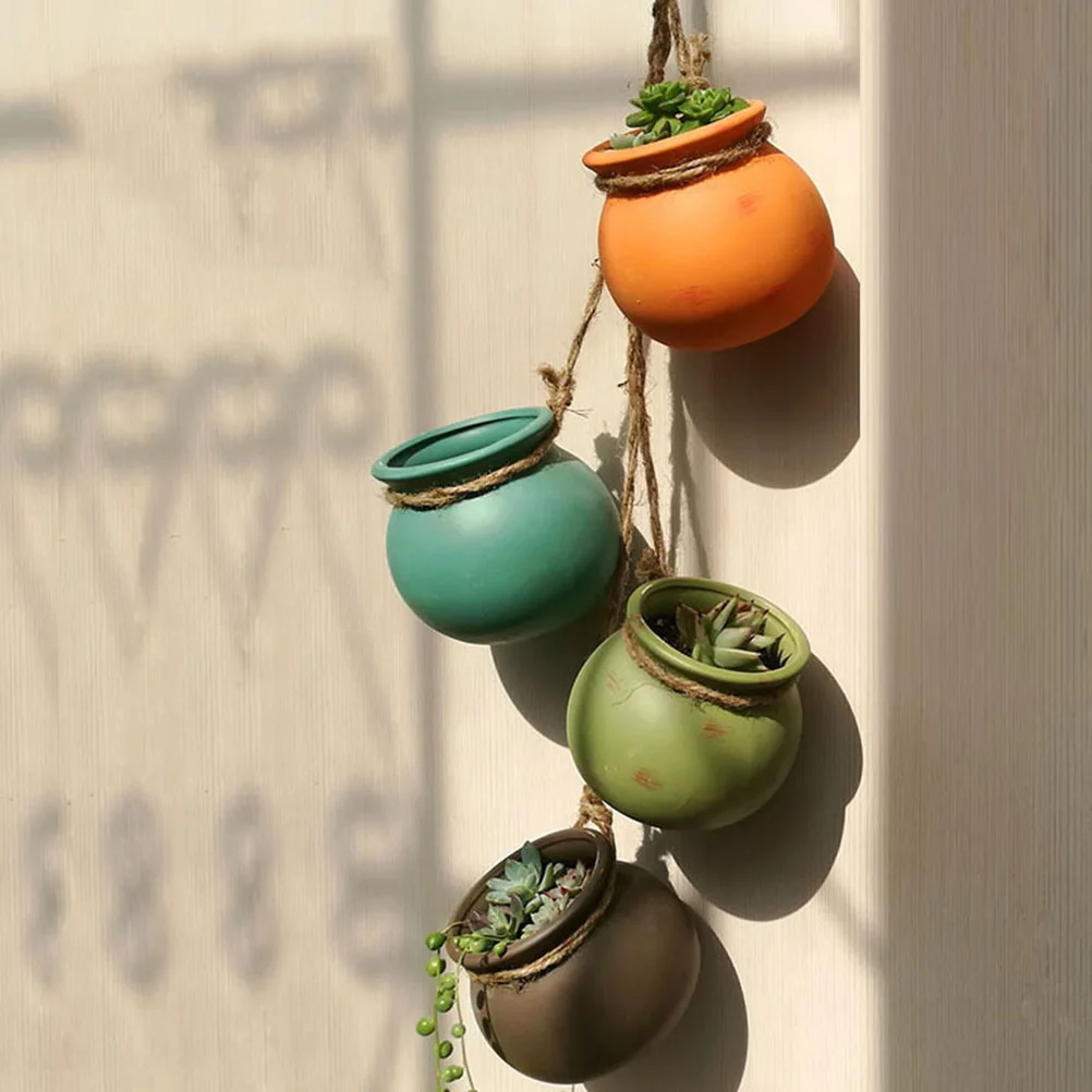4pcs Wall Mount Hanging Ceramic Planters Pot Succulent Plant Pot Cactus Bonsai Planters Pots Container with Jute Rope
4pcs Wall Mount Hanging Ceramic Planters Pot Succulent Plant Pot Cactus Bonsai Planters Pots Container with Jute Rope