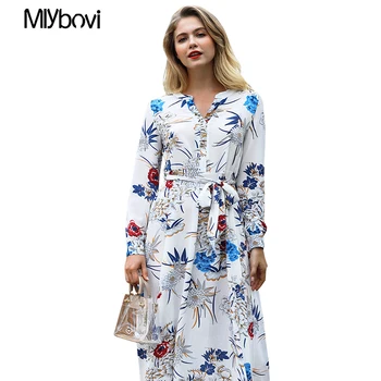Fashion 2019 Spring Women Maxi Dress Sexy Deep V-Neck Shirt Print Long Boho Dress with Belt Retro Hippie Vestidos O Dress
Fashion 2019 Spring Women Maxi Dress Sexy Deep V-Neck Shirt Print Long Boho Dress with Belt Retro Hippie Vestidos O Dress