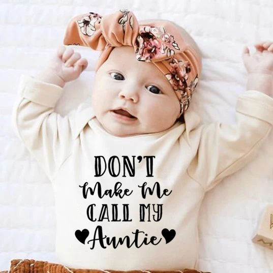 Don't Make Me Call My Auntie Newborn Boys Girls Long Sleeve Jumpsuit Clothes Newborn Infant Letter Print Bodysuit 0-24M
Don't Make Me Call My Auntie Newborn Boys Girls Long Sleeve Jumpsuit Clothes Newborn Infant Letter Print Bodysuit 0-24M