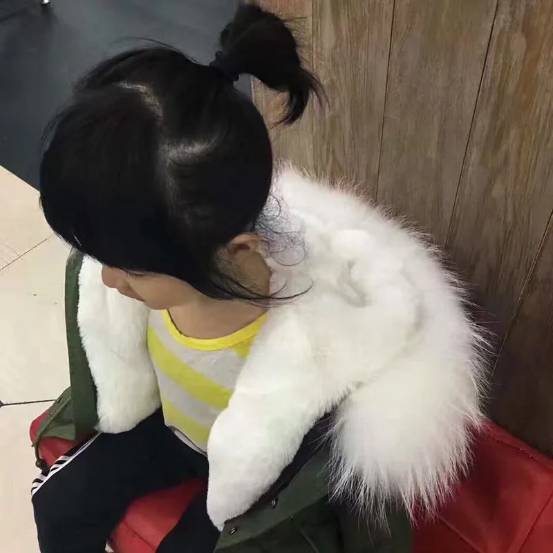 

JKP winter outwear fur army green short section liner rabbit fur baby girl clothes cotton coat jacket children's Coats CT-51