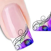 1 hoja de moda agua transferencia uñas arte pegatinas calcomanía notas musicales hojas diseño medio envoltorio francés manicura hojas herramientas sello(China)