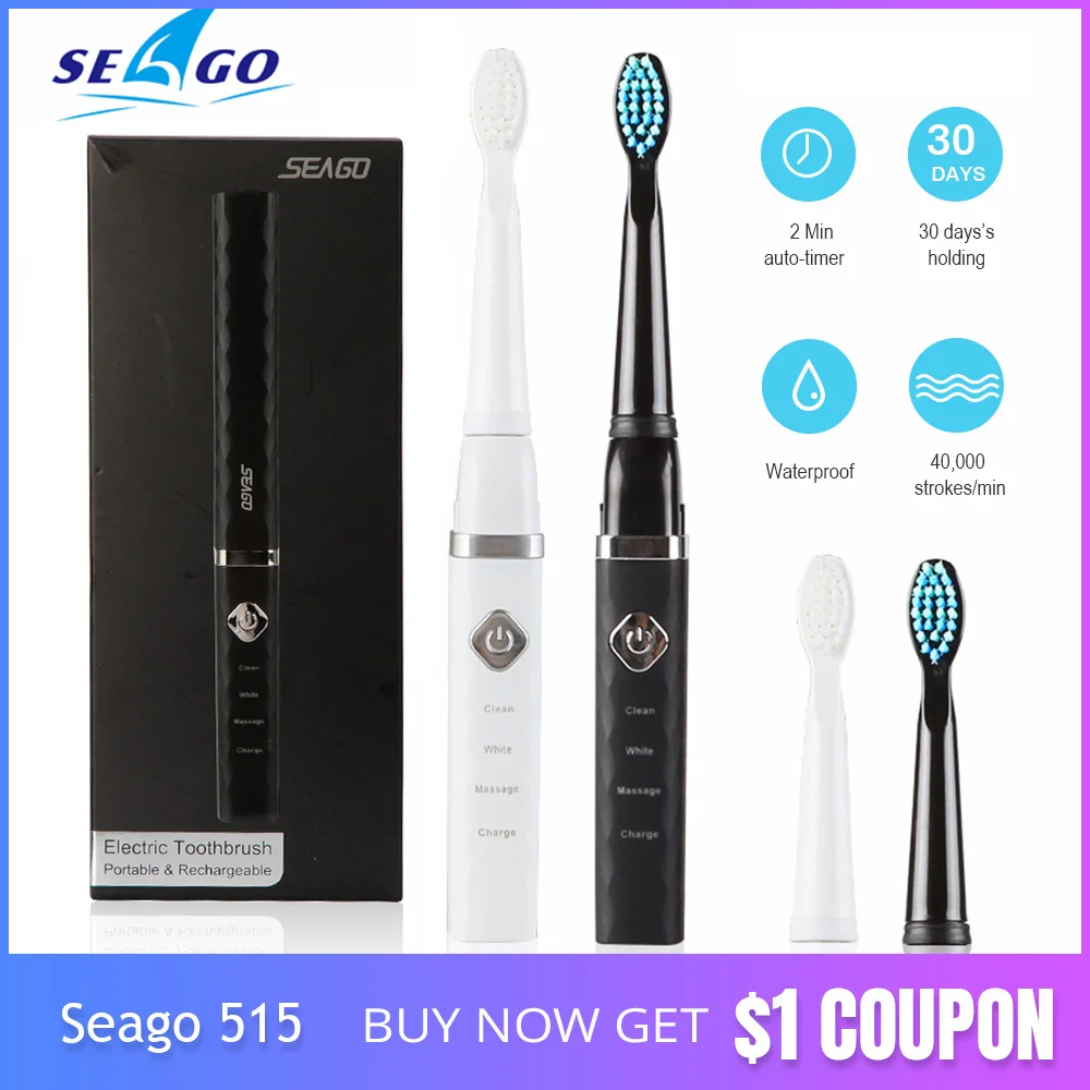 Seago SG-515 Electric Toothbrush Adults Acoustic Wave Teeth Brush Rechargeable Waterproof Oral Hygiene Massage Toothbrushes
Seago SG-515 Electric Toothbrush Adults Acoustic Wave Teeth Brush Rechargeable Waterproof Oral Hygiene Massage Toothbrushes
