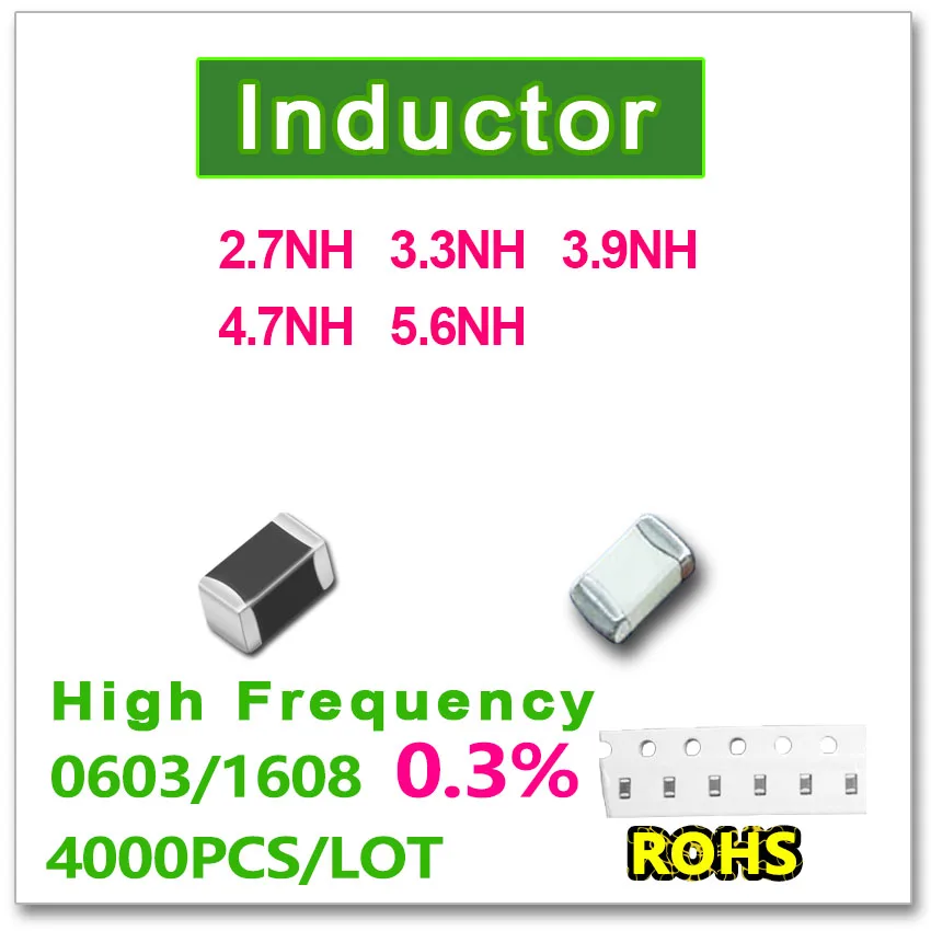 JASNPROSMA 0603 1608 4000PCS SMD Multilayer High Frequency Inductor 0.3% 2.7NH 3.3NH 3.9NH 4.7NH 5.6NH New high quality
JASNPROSMA 0603 1608 4000PCS SMD Multilayer High Frequency Inductor 0.3% 2.7NH 3.3NH 3.9NH 4.7NH 5.6NH New high quality