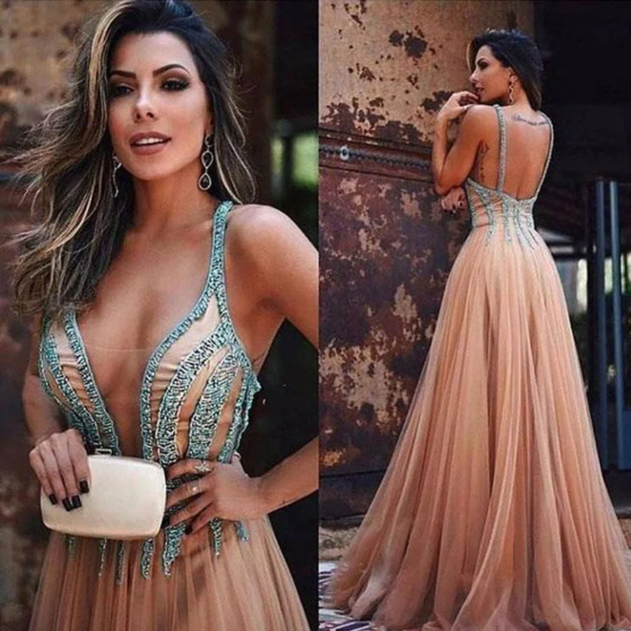 Charming Deep Tulle V-neck Sequined Straps A-line Formal Evening Dress with Backless Bridal Party Dress Important Occasion Dress
Charming Deep Tulle V-neck Sequined Straps A-line Formal Evening Dress with Backless Bridal Party Dress Important Occasion Dress
