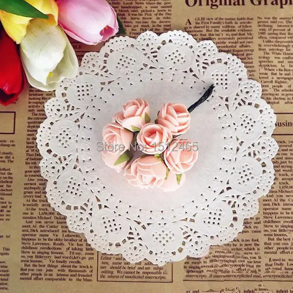 Image Free shipping, 200pcs lot Off White Round Paper Lace Doilies Useful  Wedding christmas Tableware decorations 10.5