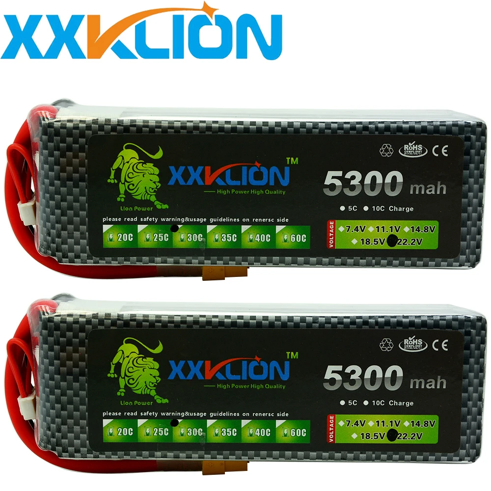 2PCS XXKLION drone lipo Battery Pack 22.2V 6S 5300MAH 25C 30C 35C 40C 60C RC Helicopter Car Model re chargeable batteries
2PCS XXKLION drone lipo Battery Pack 22.2V 6S 5300MAH 25C 30C 35C 40C 60C RC Helicopter Car Model re chargeable batteries