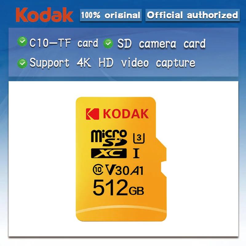 Kodak Memory Card 256GB 128GB 64GB U3 32GB Micro sd card Class10 UHS-1 flash card Memory Microsd TF/SD Cards for Tablet 512gb
Kodak Memory Card 256GB 128GB 64GB U3 32GB Micro sd card Class10 UHS-1 flash card Memory Microsd TF/SD Cards for Tablet 512gb