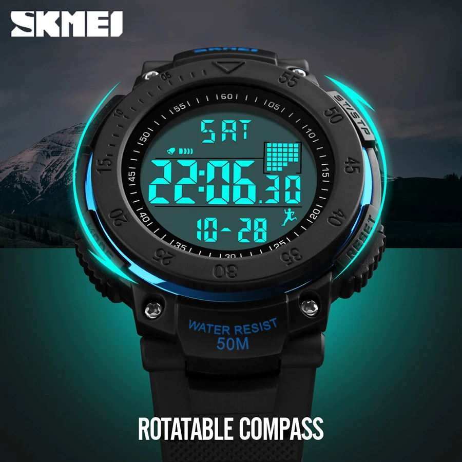 

SKMEI Men Pedometer 3D Multifunctional Sports Watches Relojes Waterproof Relogio Masculino LED Digital Wristwatches Relojes 1238
