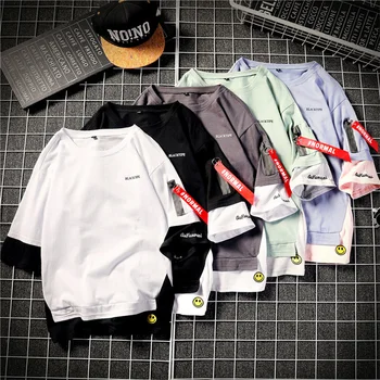 2019 Summer Brick Wall Hanging Male Short-sleeved Juvenile Loose Trend Five-point Sleeve Harajuku Large Size Casual T-shirt
2019 Summer Brick Wall Hanging Male Short-sleeved Juvenile Loose Trend Five-point Sleeve Harajuku Large Size Casual T-shirt