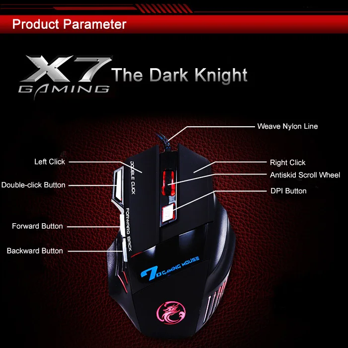 Professional Wired Gaming Mouse 5500DPI Adjustable 7 Buttons Cable USB LED Optical Gamer Mouse For PC Computer Laptop Mice X7 10
