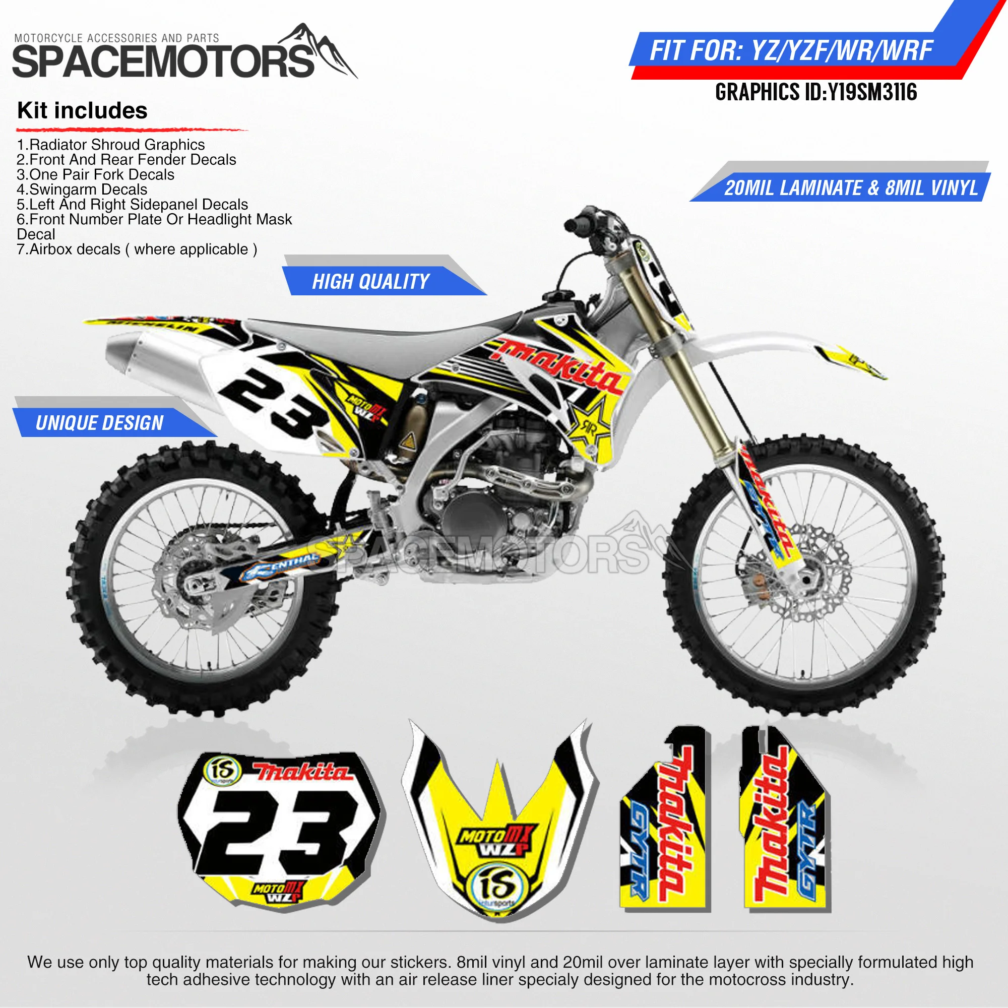 MotoSpace персонализированные графические фоны наклейки 3M для YAMAHA YZF250 YZF450 06-09 WR250F 07-13