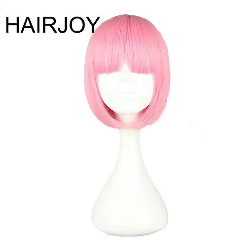 HAIRJOY 人工毛女性ショートストレートボブ髪型ピンクロリータ