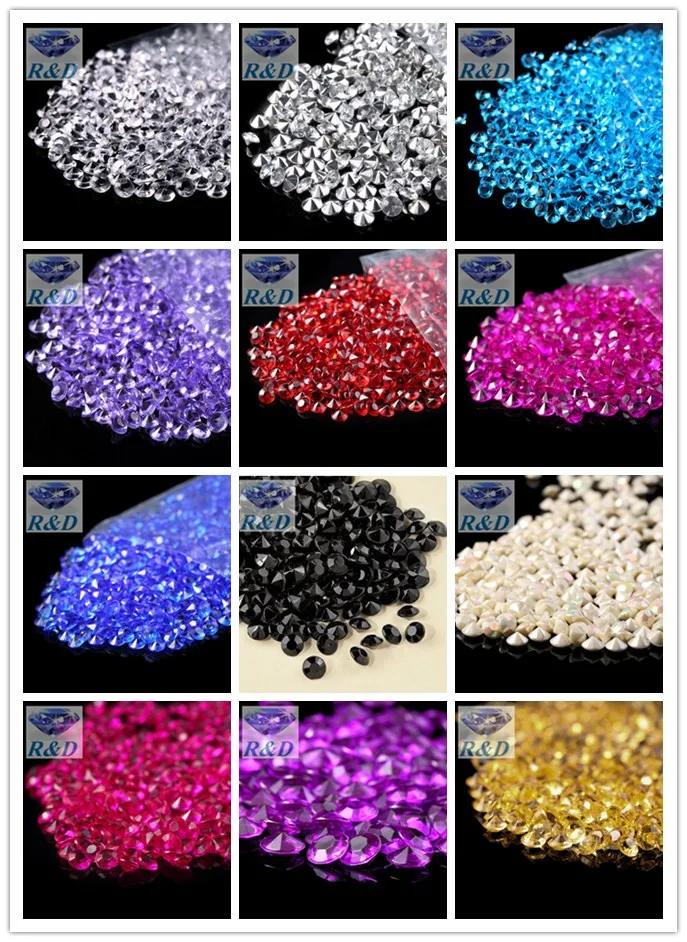 

500pcs/lot 13 Color in stock 8mm Wedding Table Crystals Scatter Acrylic Diamond Confetti for Wedding Party Favor Decoration