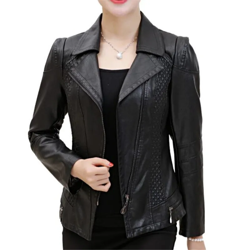 Ladies Leather Jacket 4Xl 5Xl 6Xl Black Red Pu Leather Jackets Female Slim Fashion Elegant Autumn Coat Plus Size A3885
Ladies Leather Jacket 4Xl 5Xl 6Xl Black Red Pu Leather Jackets Female Slim Fashion Elegant Autumn Coat Plus Size A3885