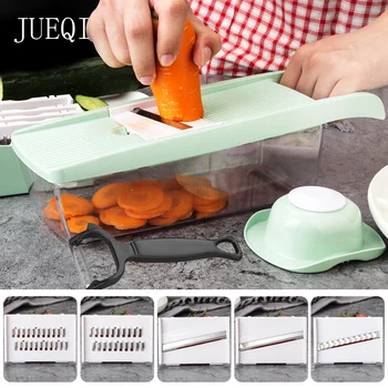 JueQi Mandoline Slicer Vegetable Chopper Multi Function Potato Slicer + Peelers Kitchen Sccessories, Onion, Cheese with 6 Stain
JueQi Mandoline Slicer Vegetable Chopper Multi Function Potato Slicer + Peelers Kitchen Sccessories, Onion, Cheese with 6 Stain