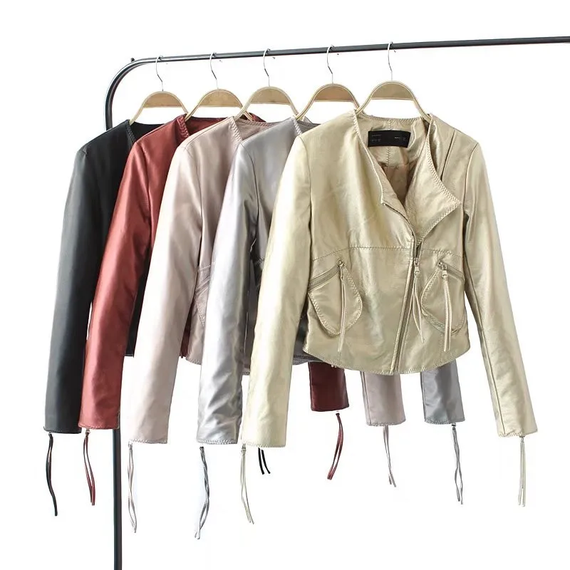 Spring and Autumn New Street Wash PU PU Locomotive Short Jacket Women, 2018 Thin Zip Pocket Pu Leather Jacket Women
Spring and Autumn New Street Wash PU PU Locomotive Short Jacket Women, 2018 Thin Zip Pocket Pu Leather Jacket Women