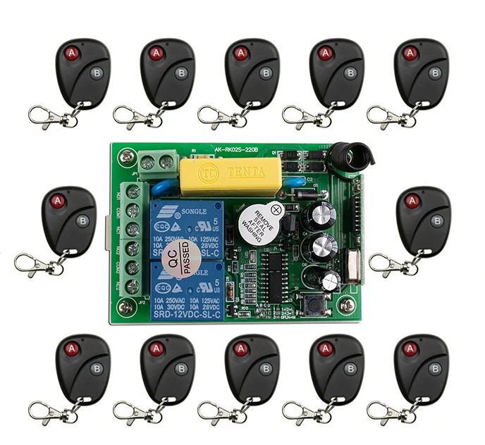 AC220V 2CH 10A Радиоуправление ler RF беспроводное реле дистанционное управление переключатель 315 МГц 433 МГц teleswitch 12 передатчик + 1 приемник
AC220V 2CH 10A Радиоуправление ler RF беспроводное реле дистанционное управление переключатель 315 МГц 433 МГц teleswitch 12 передатчик + 1 приемник