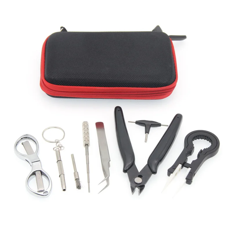 DIY Tools 9 in 1 Case Tweezers Pliers Wire Heating Coil Jig Scissors Set For RDTA Tank Vape Electronic Cigarette Accessorie
DIY Tools 9 in 1 Case Tweezers Pliers Wire Heating Coil Jig Scissors Set For RDTA Tank Vape Electronic Cigarette Accessorie
