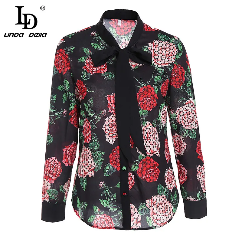 LD LINDA DELLA 2018 Ladies Elegant Blouses Women's Long Sleeve Bow Collar Rose Floral Print Shirt female Vintage Casual Top
LD LINDA DELLA 2018 Ladies Elegant Blouses Women's Long Sleeve Bow Collar Rose Floral Print Shirt female Vintage Casual Top
