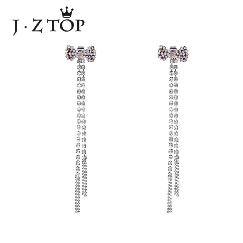 JZTOP Multicolor Crystal Bowknot Tassel Earrings Fashion Long Stud Earrings Woman Wedding Banquet Oorbellen Jewelry
JZTOP Multicolor Crystal Bowknot Tassel Earrings Fashion Long Stud Earrings Woman Wedding Banquet Oorbellen Jewelry