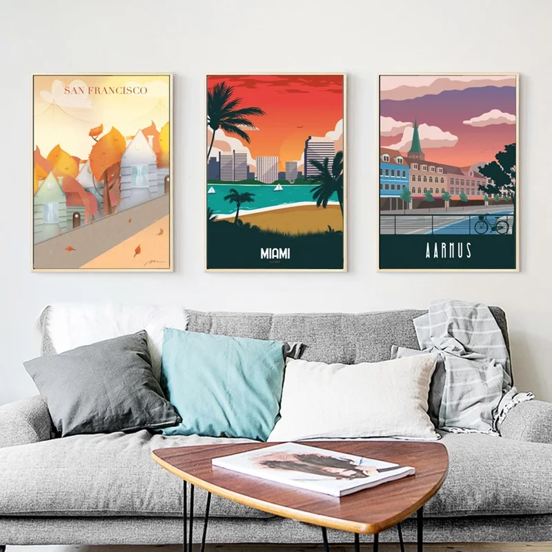 The Morning of City Denmark New York Vintage Poster Landscape Art Canvas Painting Wall Picture Print Modern Home Room Unframed 
The Morning of City Denmark New York Vintage Poster Landscape Art Canvas Painting Wall Picture Print Modern Home Room Unframed