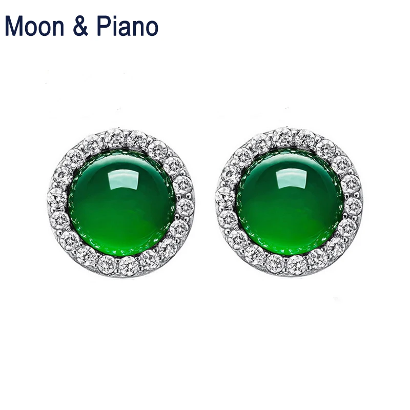 Moon Piano Fine Jewelry Green Chalcedony Round Stud Earrings 925 Sterling Silver Classic Jewelry Part Accessories New Arrvial
Moon Piano Fine Jewelry Green Chalcedony Round Stud Earrings 925 Sterling Silver Classic Jewelry Part Accessories New Arrvial