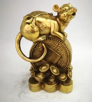 7" Folk China FengShui Brass Wealth Money Coin YuanBao Lucky Zodiac Mouse Statue
7" Folk China FengShui Brass Wealth Money Coin YuanBao Lucky Zodiac Mouse Statue