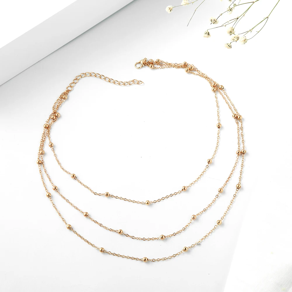 Fashion Necklace Women for 2019 Three Layers Gold Color Small Beads Connecting Chain Beach Style Gifts for Friends
Fashion Necklace Women for 2019 Three Layers Gold Color Small Beads Connecting Chain Beach Style Gifts for Friends