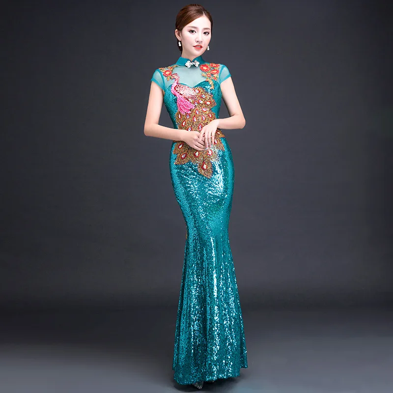 Bride Cheongsam Long Modern Qipao Lace Sexy Green Chinese Oriental Style Dresses Traditional Wedding Dress Women Fashion S-3XL
Bride Cheongsam Long Modern Qipao Lace Sexy Green Chinese Oriental Style Dresses Traditional Wedding Dress Women Fashion S-3XL