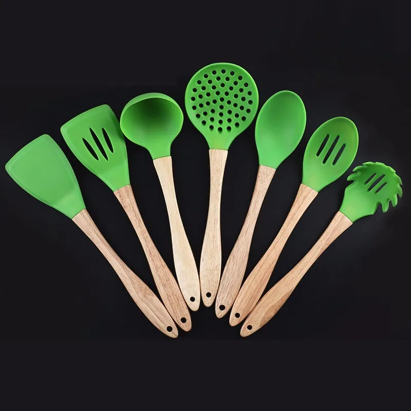 New 7pcs/set Kitchenware Cooking Tools Set Silicone 2 Turners + 2 Spoons +1 Ladle +1 Colanders+1 Pasta Fork
New 7pcs/set Kitchenware Cooking Tools Set Silicone 2 Turners + 2 Spoons +1 Ladle +1 Colanders+1 Pasta Fork