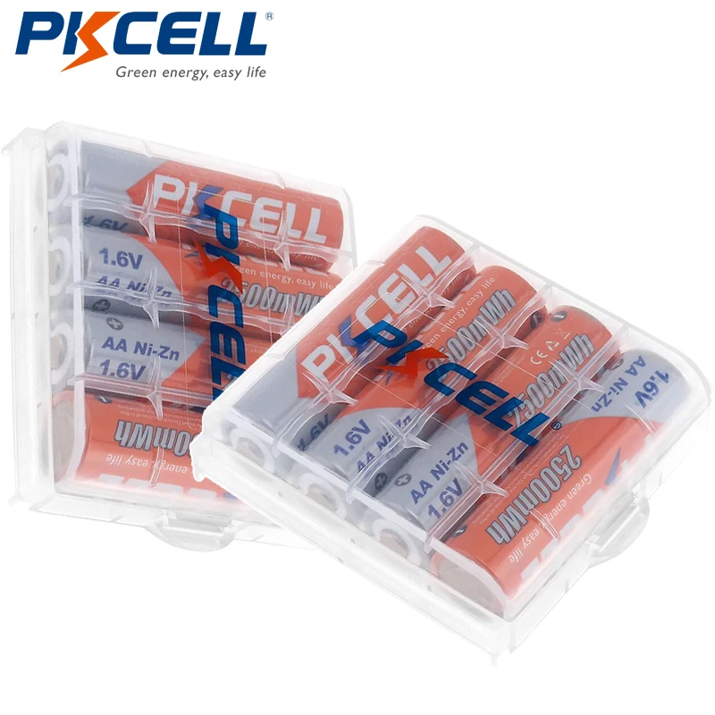 PKCELL 8pcs/lot new original NIZN 1.6V 2500MWH AA Rechargeable Battery 2A Baterias Bateria and 2Pcs Hold Case Box | Электроника