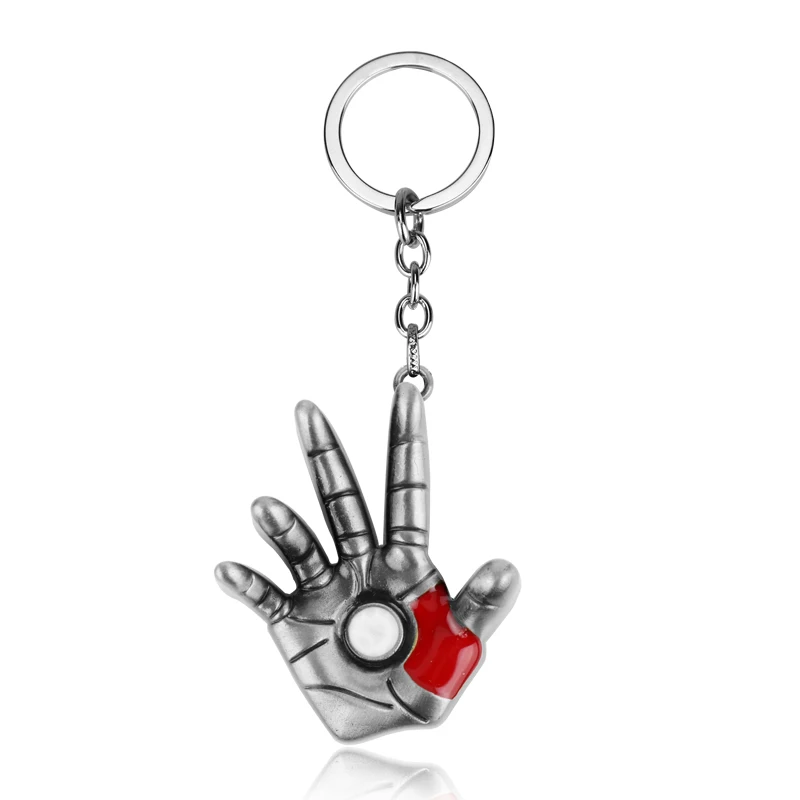 

Hot Movie Superhero The Avengers Iron Man Palm of the Hand Metal Pendant Keychain Pendant Bag Car Key Chain Ring Chaveiro