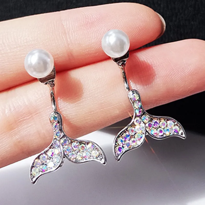 2019 Silver Prevent Allergy Cute Whale Tail Colored crystal Earring Dolphin Mermaid Tail Stud pearl Earrings for Women Wedding
2019 Silver Prevent Allergy Cute Whale Tail Colored crystal Earring Dolphin Mermaid Tail Stud pearl Earrings for Women Wedding