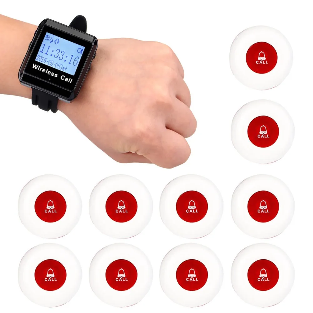 1 Watch Receiver+10 Call Button 433MHz Wireless Pager Calling Paging System Restaurant Equipments Customer Service F3258
1 Watch Receiver+10 Call Button 433MHz Wireless Pager Calling Paging System Restaurant Equipments Customer Service F3258
