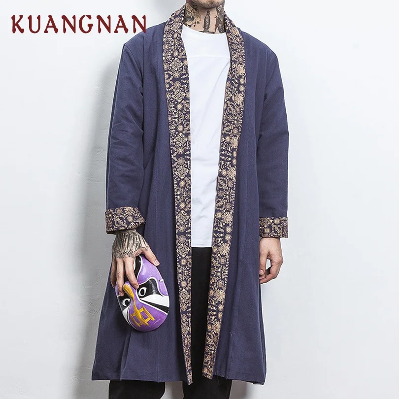 KUANGNAN Chinese Style Men Jacket Long Coat Wind Breaker Black Men Jacket 5XL Japanese Streetwear Kimono Jackets Men 2018 Autumn
KUANGNAN Chinese Style Men Jacket Long Coat Wind Breaker Black Men Jacket 5XL Japanese Streetwear Kimono Jackets Men 2018 Autumn