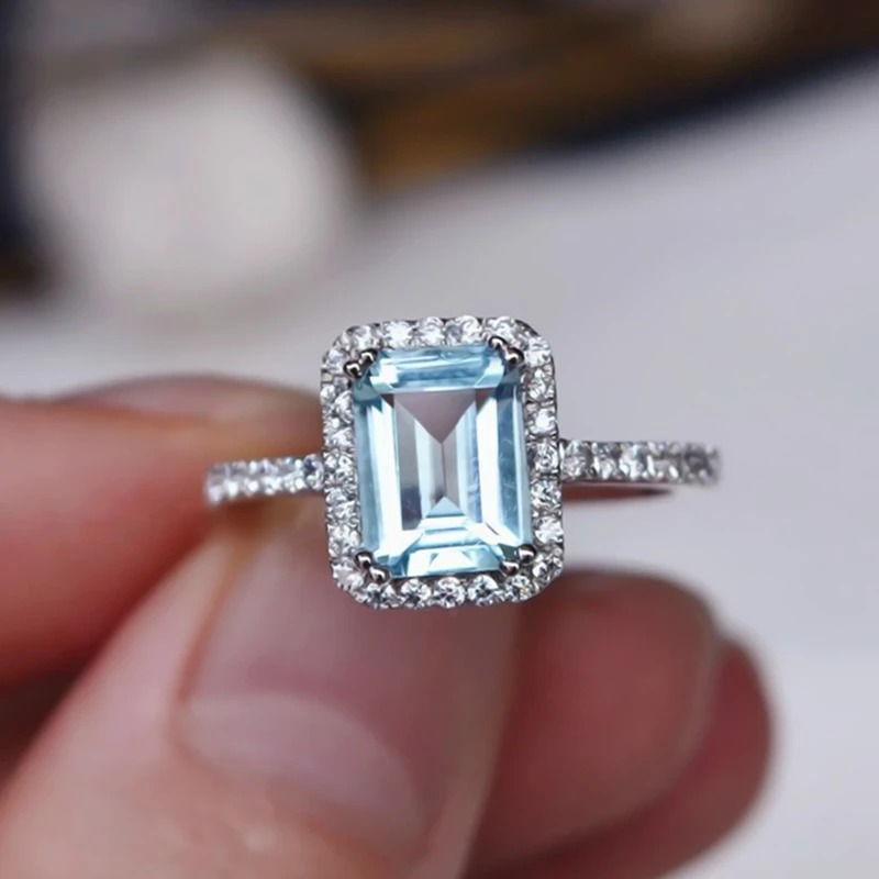 Fashion Light Blue Square Zircon Crystal Engagement Ring Women's White Gold Color Wedding Ring Exquisite Jewelry
Fashion Light Blue Square Zircon Crystal Engagement Ring Women's White Gold Color Wedding Ring Exquisite Jewelry