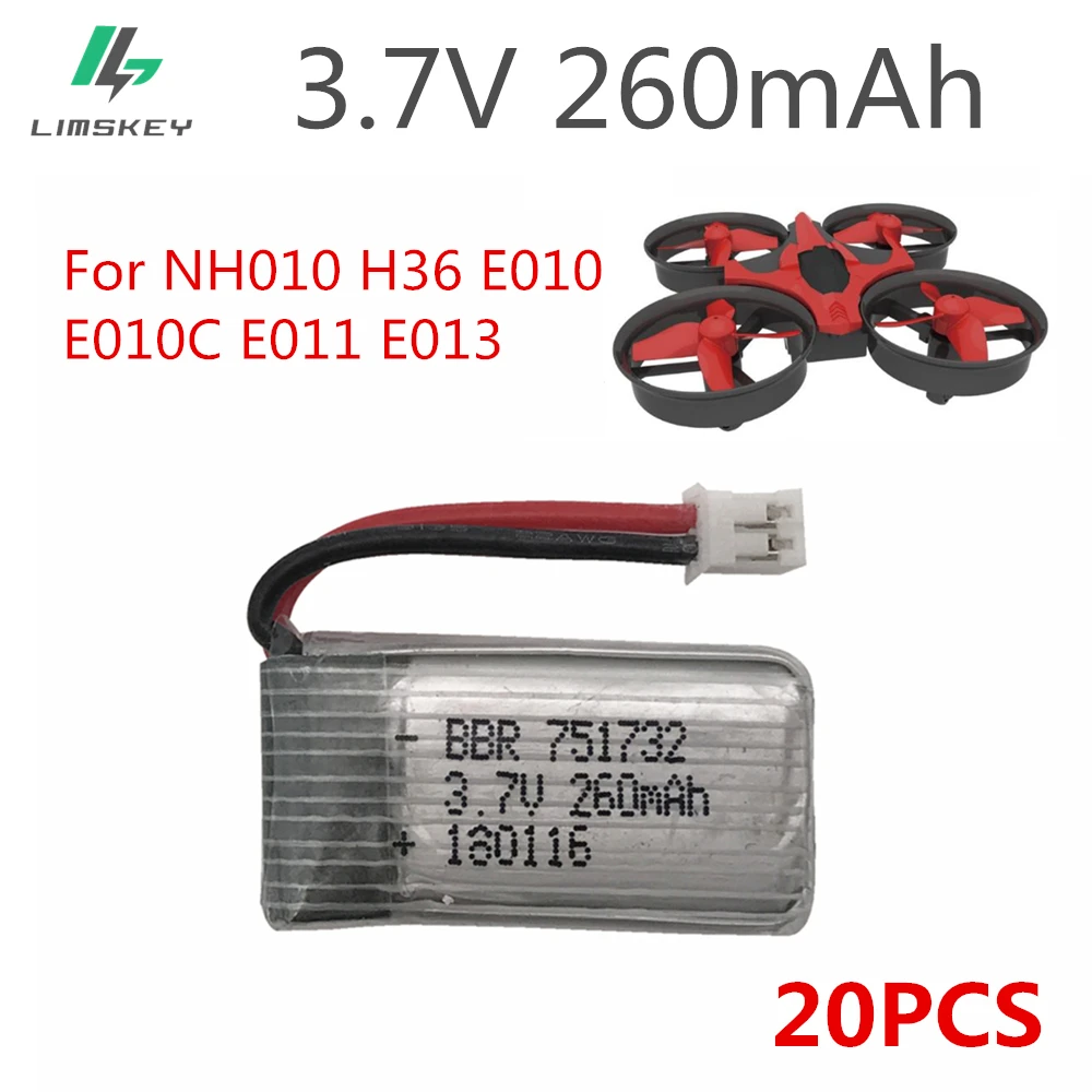 20pcs 3.7V 260MAH For E010 E010C E011 E013 H36 F36 Mini RC Quadcopter 3.7V 260MAH 30C Libo Battery Upgrade Capacity Battery
20pcs 3.7V 260MAH For E010 E010C E011 E013 H36 F36 Mini RC Quadcopter 3.7V 260MAH 30C Libo Battery Upgrade Capacity Battery