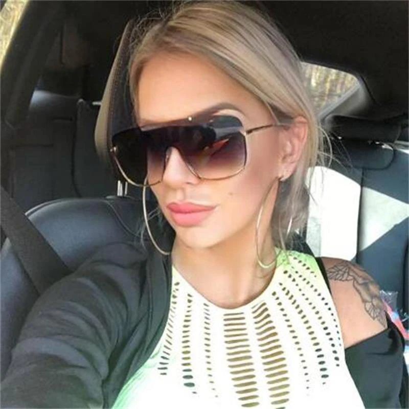 Oversized Sunglasses 2019 Luxury Brand Designer Half frame Shield Sunglasses Fashion Gradient Brown Shades For Women Metal UV400
Oversized Sunglasses 2019 Luxury Brand Designer Half frame Shield Sunglasses Fashion Gradient Brown Shades For Women Metal UV400