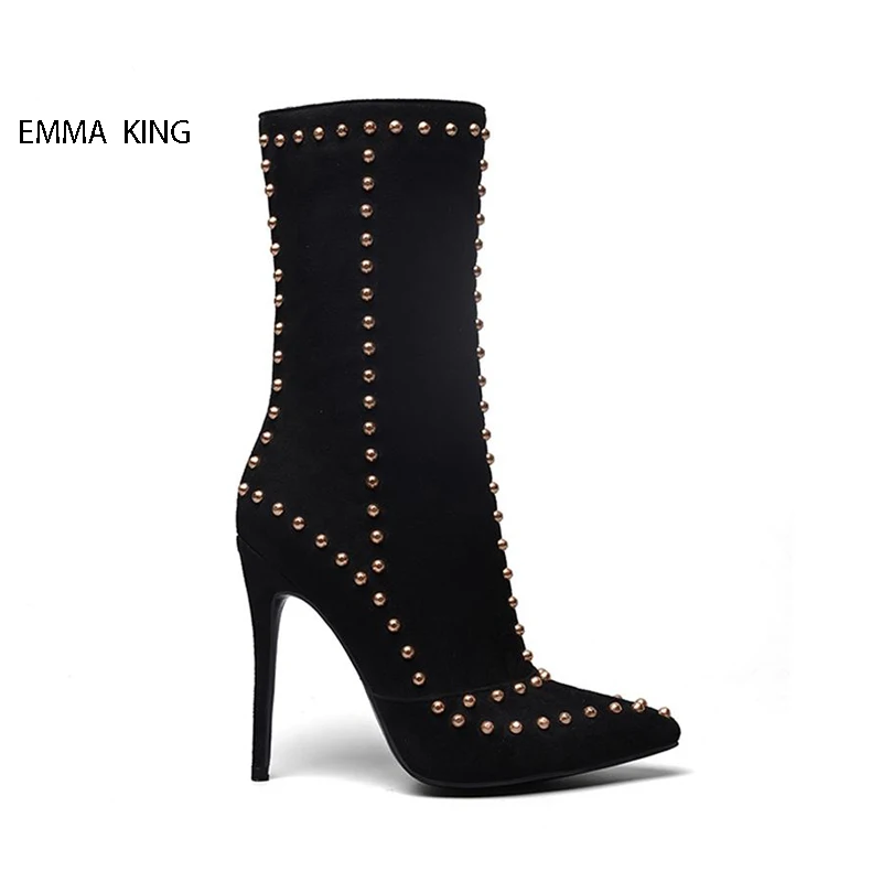 Spring/Autumn Sexy Rivets Studded Botas Mujer Mid-Calf Boots Women Zipper Pointed Toe Thin High Heels Unique Party Shoes Woman
Spring/Autumn Sexy Rivets Studded Botas Mujer Mid-Calf Boots Women Zipper Pointed Toe Thin High Heels Unique Party Shoes Woman