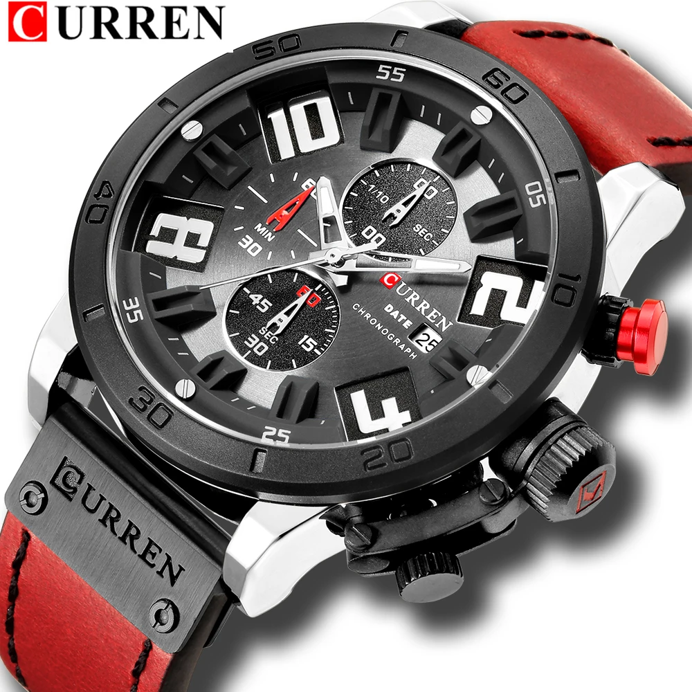 CURREN New Men Leather Watch Fashion Multi-function Chronograph Wristwatch Creative Date Display Waterproof Clock 2019
CURREN New Men Leather Watch Fashion Multi-function Chronograph Wristwatch Creative Date Display Waterproof Clock 2019