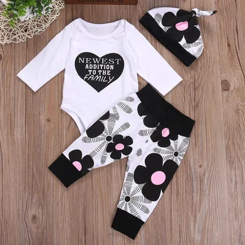 3PCS Newborn Baby Boy Girl Autumn Clothes Long Sleeve Heart Cotton Romper Bodysuit Tops+Floral Pant Hat 3PCS Clothing Set
3PCS Newborn Baby Boy Girl Autumn Clothes Long Sleeve Heart Cotton Romper Bodysuit Tops+Floral Pant Hat 3PCS Clothing Set