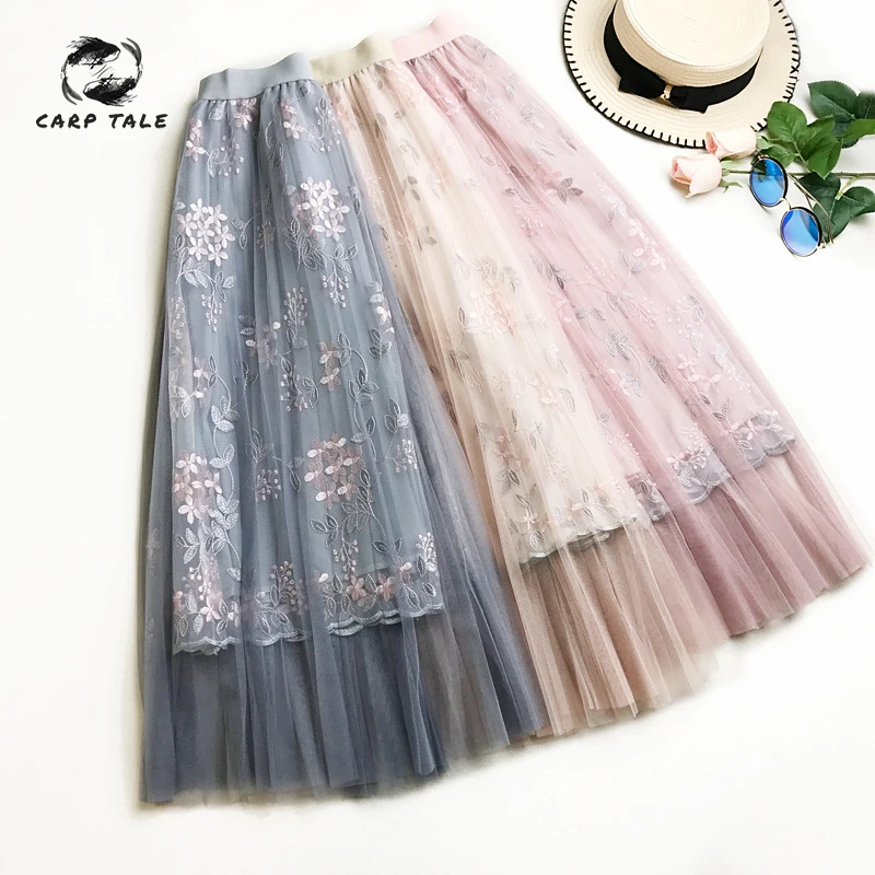 2019 new summer skirt Korean skirt heavy work embroidery high waist A word long skirt fairy female comfort casual mesh skirt
2019 new summer skirt Korean skirt heavy work embroidery high waist A word long skirt fairy female comfort casual mesh skirt