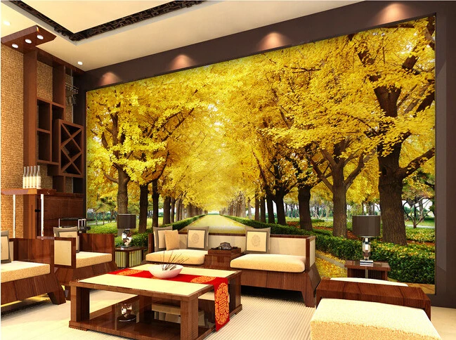 Custom landscape wallpaper fall tree murals for the living room bedroom TV background wall waterproof papel de parede | Обустройство