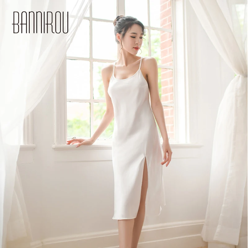 Woman Nightgowns Sexy Solid Silk Stain Slip Female Sleepshirts Sleep Home Wear Sleeveless Backless Lingerie For Woman BANNIROU
Woman Nightgowns Sexy Solid Silk Stain Slip Female Sleepshirts Sleep Home Wear Sleeveless Backless Lingerie For Woman BANNIROU
