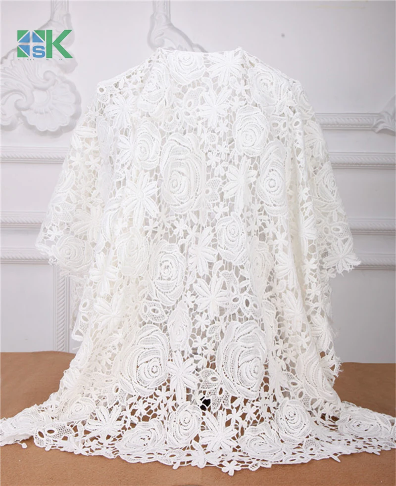 High quality new lace fabric quality wedding dress 3D embroidery crochet clothes accessories milk silk water soluble lace fabric 
High quality new lace fabric quality wedding dress 3D embroidery crochet clothes accessories milk silk water soluble lace fabric