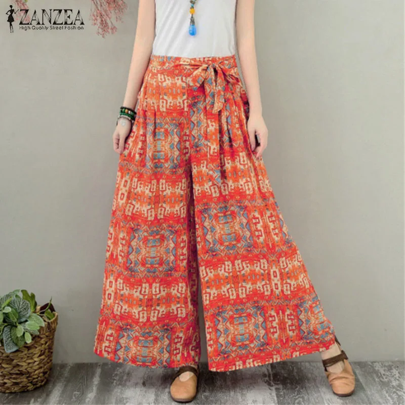 ZANZEA Women Bohemian Floral Printed Wide Leg Pants Autumn Elastic Waist Trousers Bow Tie Flare Pantalon 5XL Loose Casual Pants
ZANZEA Women Bohemian Floral Printed Wide Leg Pants Autumn Elastic Waist Trousers Bow Tie Flare Pantalon 5XL Loose Casual Pants
