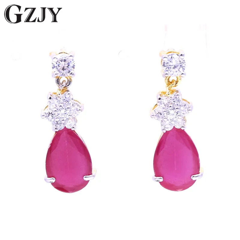 GZJY Fashion Jewelry Red Zircon Drop White Pure Gold Color Earrings For Women Charming Wedding Party pendientes Brincos Gift
GZJY Fashion Jewelry Red Zircon Drop White Pure Gold Color Earrings For Women Charming Wedding Party pendientes Brincos Gift