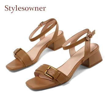 Stylesowner genuine leather square open toe belt buckle women sandals ankle strap cozy low heel preppy style casual sandal shoes
Stylesowner genuine leather square open toe belt buckle women sandals ankle strap cozy low heel preppy style casual sandal shoes