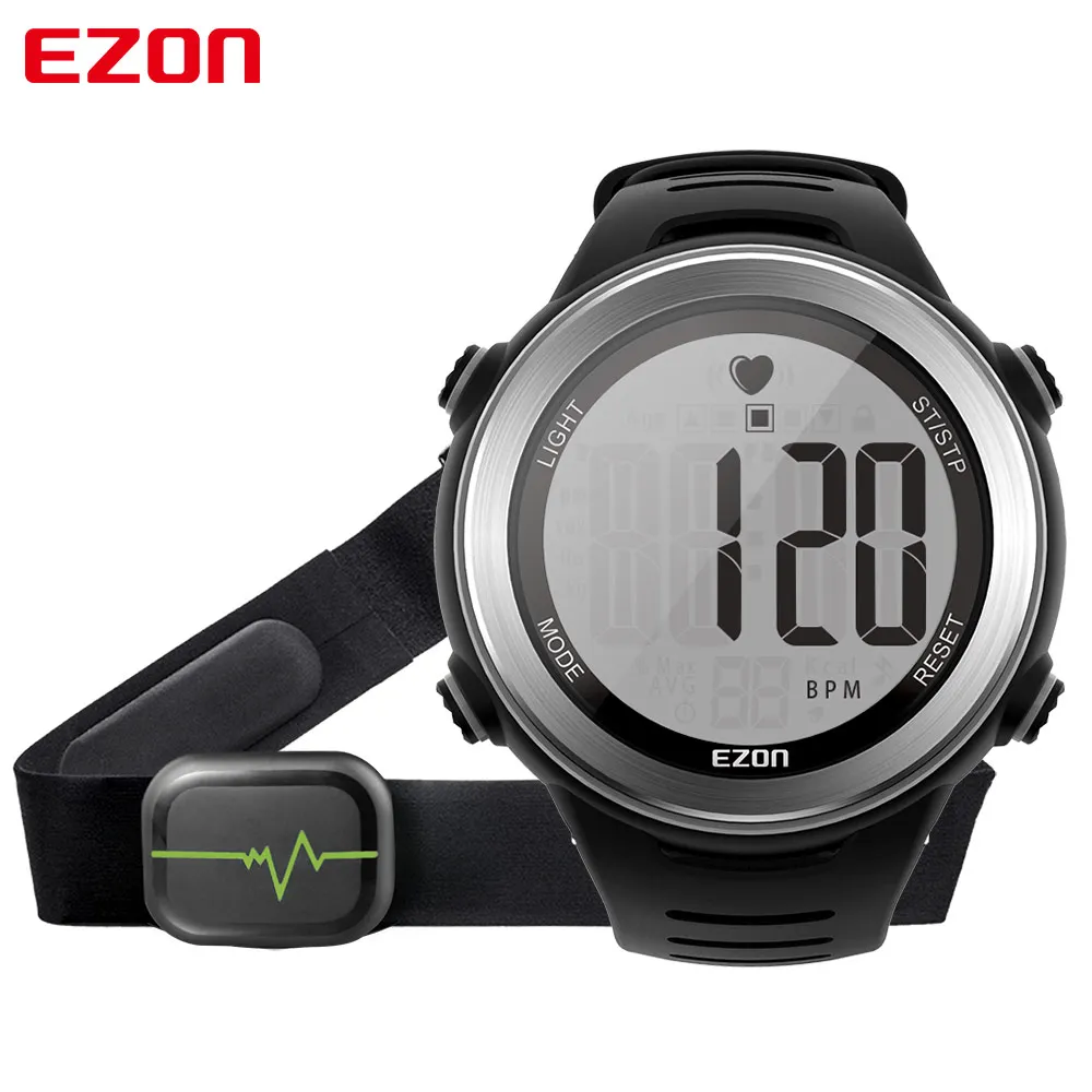 Новое поступление цифровые часы EZON T007 с пульсометром спортивные для бега на